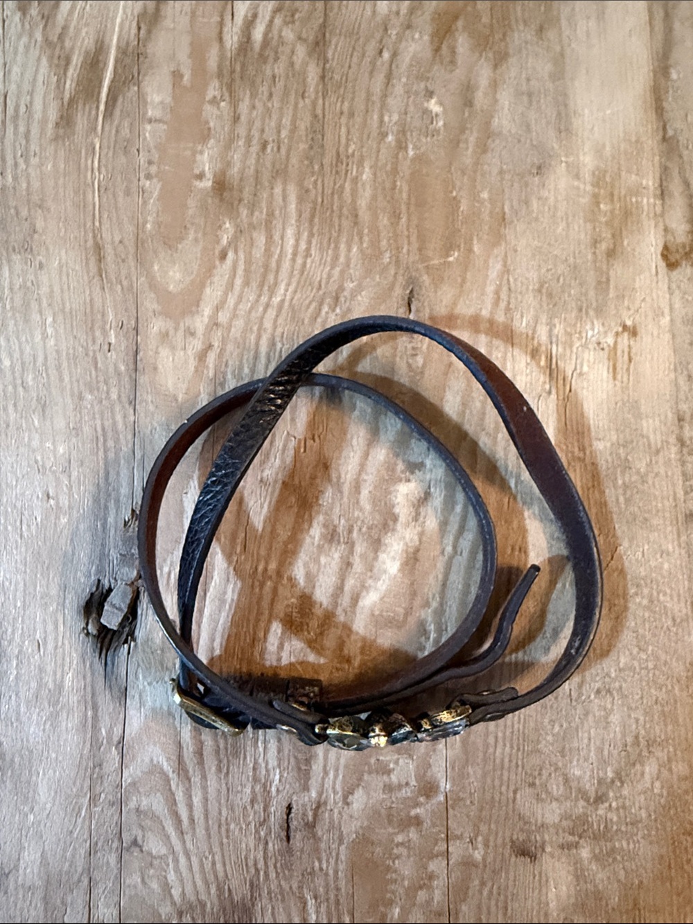Chloe + Isabel Brown Leather Wrap Bracelet with Blue and Champagne Crystals - Picture 7 of 8